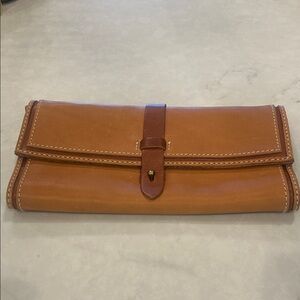 1937 Vintage Tan Leather Clutch Wristlet